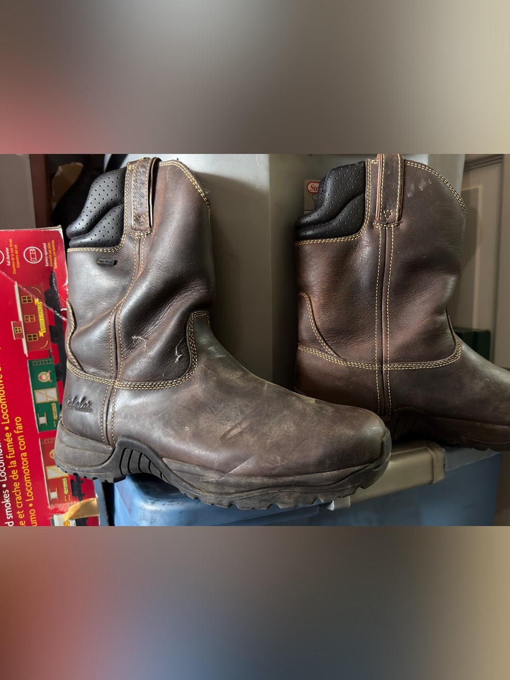 Cabela's Brown Leather Pull-On Work Boots
